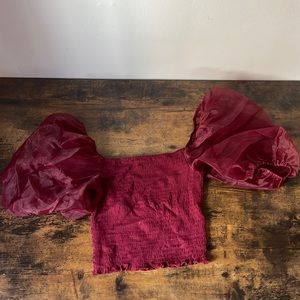 organza puff sleeve crop top